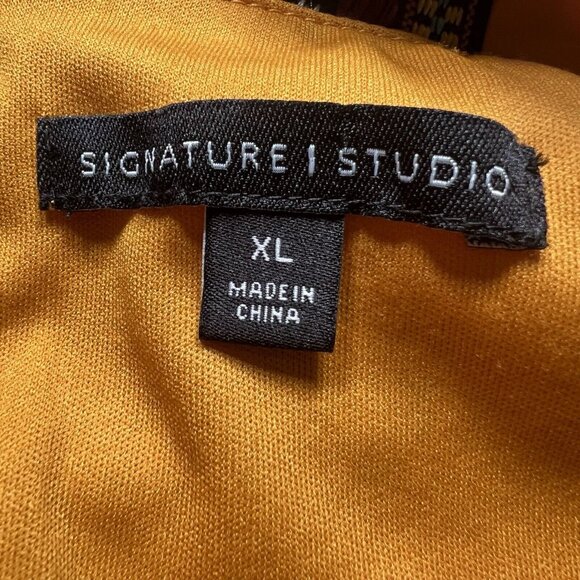 Signature 1 Studio Dress Women’s Size XL Purple & Gold Boho Mini Length Lined - Picture 5 of 8